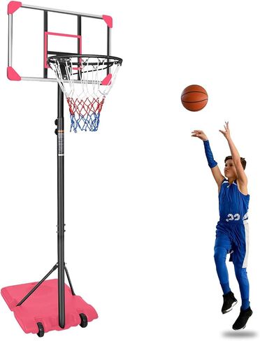 ROCKINGRUN Portable Basketball Hoop Stand,Height Adjustable 5.6 to 7ft,28 Inch Backboard,Kids Portable Basketball Goal System with Stable Base and Wheels for Indoor Outdoor Teenagers Youth ﻿ in Saudi Arabia