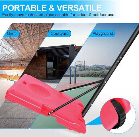 ROCKINGRUN Portable Basketball Hoop Stand,Height Adjustable 5.6 to 7ft,28 Inch Backboard,Kids Portable Basketball Goal System with Stable Base and Wheels for Indoor Outdoor Teenagers Youth ﻿ in Saudi Arabia