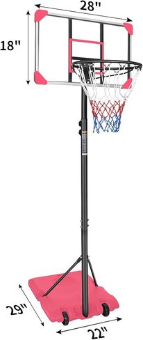 ROCKINGRUN Portable Basketball Hoop Stand,Height Adjustable 5.6 to 7ft,28 Inch Backboard,Kids Portable Basketball Goal System with Stable Base and Wheels for Indoor Outdoor Teenagers Youth ﻿ in Saudi Arabia
