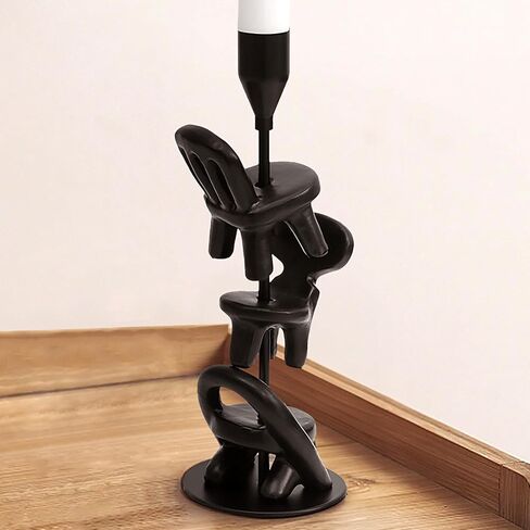 INSERIOR Black Candlestick Candle Holder: Candle Stick Holder with Brown Resin Chair Decorations - Fits Standard Taper Candles - Table Centerpiece Modern Home Decor Gift in Saudi Arabia