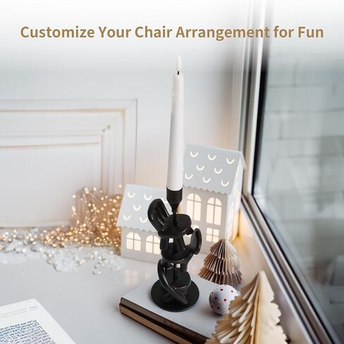 INSERIOR Black Candlestick Candle Holder: Candle Stick Holder with Brown Resin Chair Decorations - Fits Standard Taper Candles - Table Centerpiece Modern Home Decor Gift in Saudi Arabia