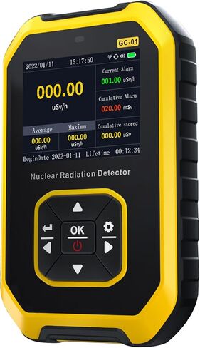 كاشف الإشعاع النووي Geiger Counter، شاشة LCD ملونة 3 أنواع إنذار، جهاز قياس الإشعاع المحمول باليد بيتا جاما الأشعة السينية القابلة لإعادة الشحن للكشف عن الإشعاع في المياه النووية والمأكولات البحرية in Kuwait