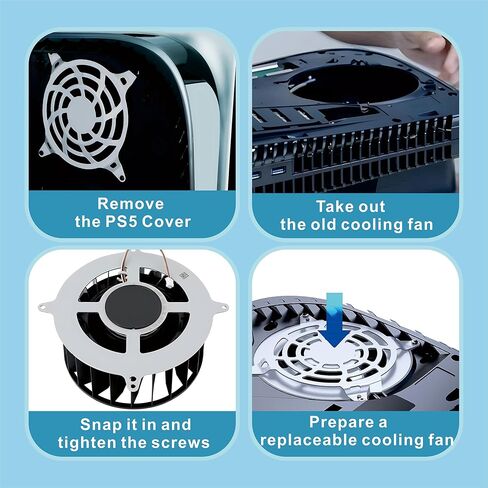 استبدال MEGAttA لمروحة التبريد الداخلية لجهاز Sony PS5 Cooling Fan Playstation 5 PS5 Series 23 Blades 12V 2.15A Silence Cooler PS5 CPU Cooling Fan (مع ملحقات مفك البراغي T8) in Kuwait