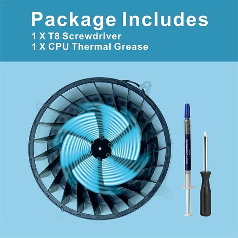 استبدال MEGAttA لمروحة التبريد الداخلية لجهاز Sony PS5 Cooling Fan Playstation 5 PS5 Series 23 Blades 12V 2.15A Silence Cooler PS5 CPU Cooling Fan (مع ملحقات مفك البراغي T8) in Kuwait
