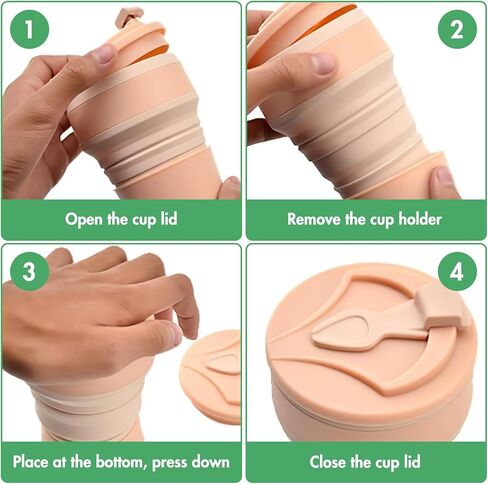 كوب S Sunsbell 2 قطعة قابل للطي، زجاجات مياه قابلة للطي 300 مل، زجاجة مياه قابلة للطي مانعة للتسرب، زجاجة مياه قابلة للطي من السيليكون للسفر مع غطاء دوار للتخييم والتنزه سيرًا على الأقدام (وردي + أحمر) in Kuwait