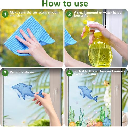 Summer Window Clings, Hianjoo 9 Sheets 134 PCS Under The Sea Ocean Window Clings Stickers, Removable Double Sided Static Sea World Animals Sea Turtle Window Decor for Home Decorations Supplies in Saudi Arabia