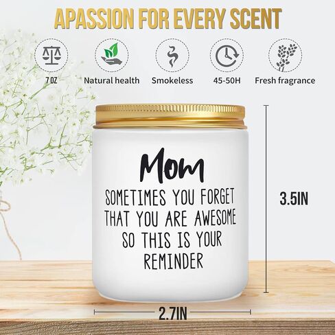 Mothers Day Gifts for Mom from Daughter Son, Birthday Gifts for Mom, Funny Relaxing Inspirational Gifts for Mom, Lavender Scented Candles 7oz in Saudi Arabia