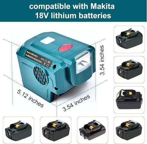 عاكس طاقة 200 وات لبطارية ماكيتا 18 فولت، مع مخرج تيار متردد وUSB/Type-C، ضوء LED 200LM، 18 فولت تيار مستمر إلى 120 فولت تيار متردد للخارج، المرآب، التخييم (البطاريات غير متضمنة) in Kuwait