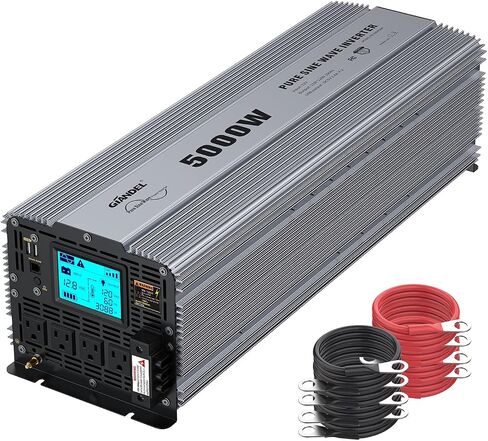 GIANDEL 2000W Pure Sine Wave Power Inverter DC 12V إلى AC 120V مع كتلة طرفية سلكية صلبة وشاشة LCD كبيرة وحدة تحكم عن بعد سلكية مزدوجة 2.4A منافذ USB معتمدة من لجنة الاتصالات الفيدرالية للنظام الشمسي في حالات الطوارئ in Kuwait