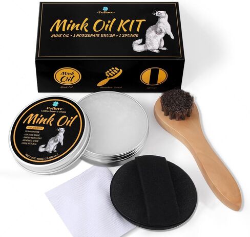 Feilove 4- in-1 Mink Oil Leather Conditioner and Cleaner 3.5 oz - Premium Waterproof Formula for Boots and Shoes in Saudi Arabia