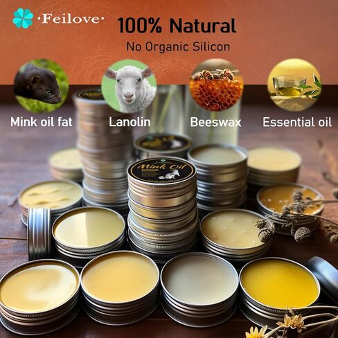 Feilove 4- in-1 Mink Oil Leather Conditioner and Cleaner 3.5 oz - Premium Waterproof Formula for Boots and Shoes in Saudi Arabia