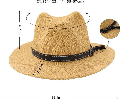 NAMANANA Fashion بنما قبعة فيدورا حماية من الأشعة فوق البنفسجية قبعات الشمس الصيفية للرجال والنساء قبعة الشاطئ قبعة مسطحة ذات حافة بنية in Kuwait