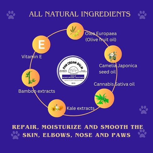 Dog Paw Balm–Heals Repairs & Restores Dry,Cracked & Nose Balm for Dogs Damaged Paw Balm LickSafe–Moisturizer paw Cream for Dogs Wax Soother&Protection Cat Paw Balm Dog Vitamin E Dog Nose Balm (2.1oz) in Saudi Arabia