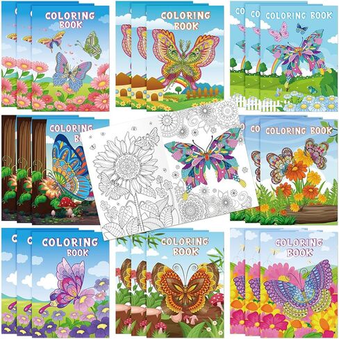 Pasimy 24 Pcs Butterfly Coloring Books Bulk Mandala Butterflies Coloring Book for Kids Toddler Teens Adults Birthday Gifts Butterfly Party Favors Goodies Bag Fillers Classroom Activity Supplies in Saudi Arabia