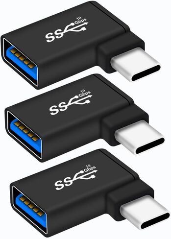 ZJKJHJY محول USB C إلى USB OTG بزاوية يمين (3 عبوات)، محول ألومنيوم 90 درجة USB-C إلى USB 3.0، نوع C OTG لجهاز MacBook Pro 2020، iPad Pro in Kuwait