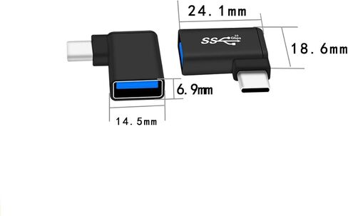 ZJKJHJY محول USB C إلى USB OTG بزاوية يمين (3 عبوات)، محول ألومنيوم 90 درجة USB-C إلى USB 3.0، نوع C OTG لجهاز MacBook Pro 2020، iPad Pro in Kuwait