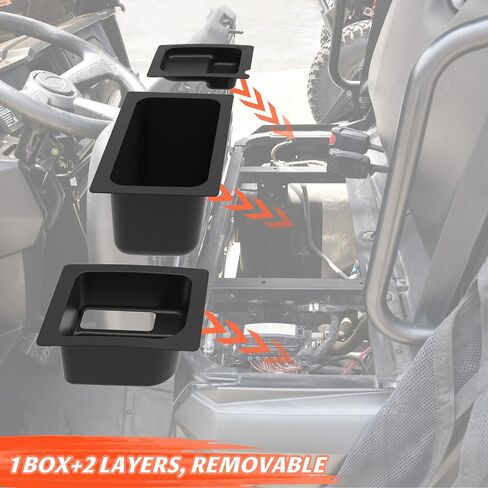 صندوق تخزين تحت المقعد من SAUTVS، مجموعة صناديق تخزين تحت المقعد، صينية تنظيم لـ Polaris Ranger 500 570 مقاس متوسط ​​50 بوصة عرض 2015-2021 ملحقات 3 قطع in Kuwait