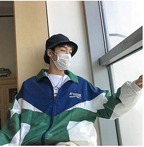 Floette Retro Colorblocked Track Jacket Windbreaker Jacket Athletic Hip Hop Outdoor Windproof Coat in Saudi Arabia