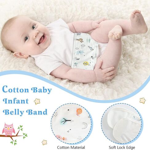 YFresh 8 قطع قطنية لبطن الطفل مع 4 قطع شريط لاصق وحلقة، حزام فتق سري كرتوني للرضع، حزام زر البطن لحديثي الولادة لمدة 0-12 شهرًا، نمطان in Kuwait