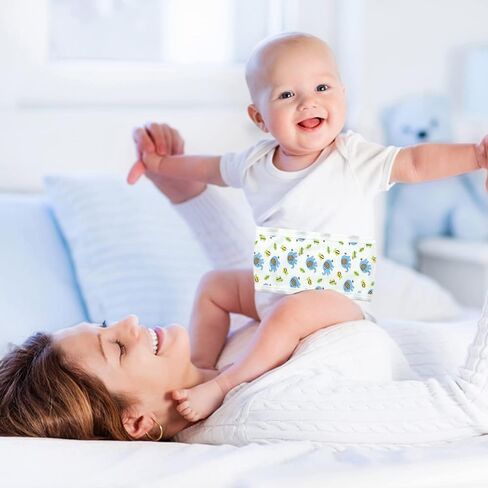 YFresh 8 قطع قطنية لبطن الطفل مع 4 قطع شريط لاصق وحلقة، حزام فتق سري كرتوني للرضع، حزام زر البطن لحديثي الولادة لمدة 0-12 شهرًا، نمطان in Kuwait