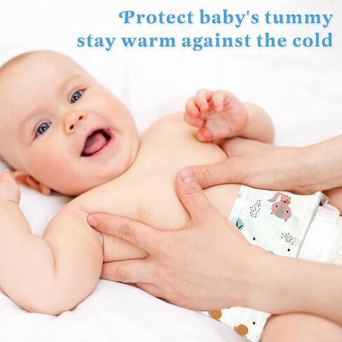 YFresh 8 قطع قطنية لبطن الطفل مع 4 قطع شريط لاصق وحلقة، حزام فتق سري كرتوني للرضع، حزام زر البطن لحديثي الولادة لمدة 0-12 شهرًا، نمطان in Kuwait