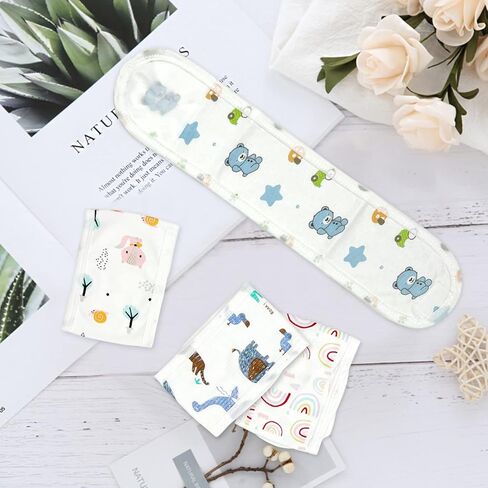 YFresh 8 قطع قطنية لبطن الطفل مع 4 قطع شريط لاصق وحلقة، حزام فتق سري كرتوني للرضع، حزام زر البطن لحديثي الولادة لمدة 0-12 شهرًا، نمطان in Kuwait