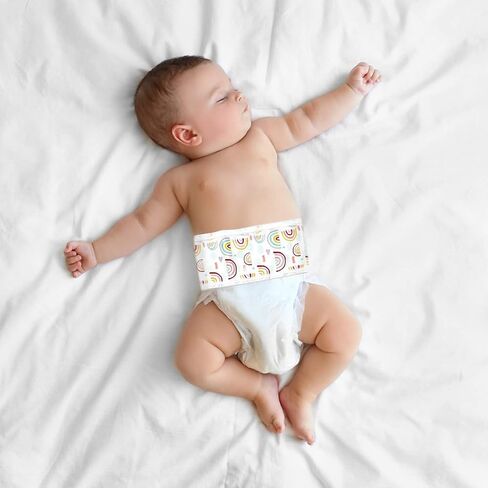 YFresh 8 قطع قطنية لبطن الطفل مع 4 قطع شريط لاصق وحلقة، حزام فتق سري كرتوني للرضع، حزام زر البطن لحديثي الولادة لمدة 0-12 شهرًا، نمطان in Kuwait