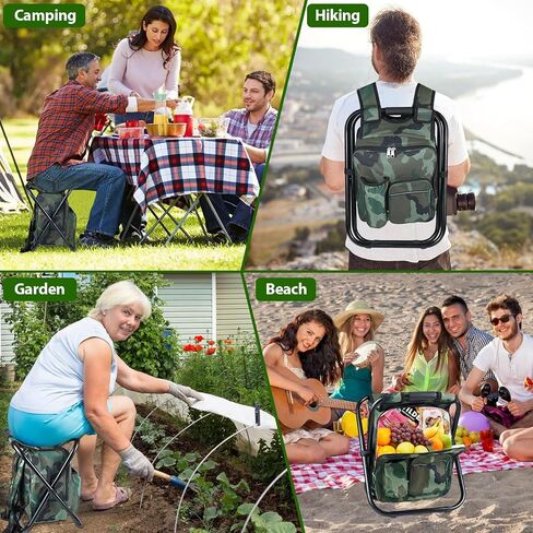 KingSom Folding Stool Backpack Insulated Cooler Bag, Heavy Duty Cooler Backpack Chair,Collapsible Camping Chair with Front Pocket and Bottle Pocket,Fishing Cooler Stool for Hunting,Hiking,Travel in Saudi Arabia