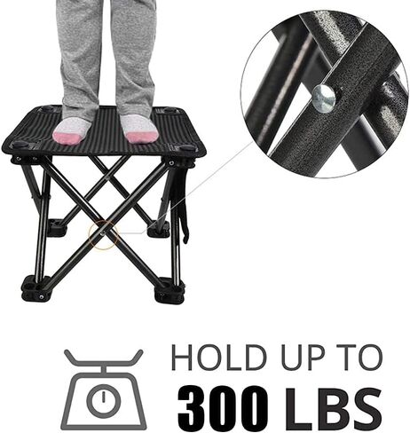 مقعد تخييم KFDKRG، مقعد قابل للطي محمول مقاس 13 بوصة، سعة 400 رطل، كرسي صغير قابل للطي مقعد مخيم محمول للتخييم وصيد الأسماك والمشي لمسافات طويلة والبستنة والشاطئ، مقعد تخييم مع حقيبة حمل (أسود) in Kuwait