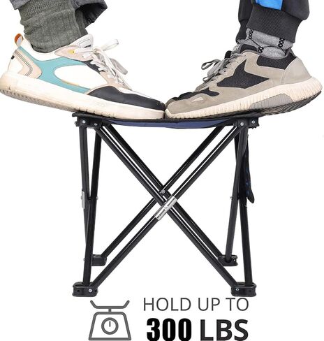 مقعد تخييم KFDKRG، مقعد قابل للطي محمول مقاس 13 بوصة، سعة 400 رطل، كرسي صغير قابل للطي مقعد مخيم محمول للتخييم وصيد الأسماك والمشي لمسافات طويلة والبستنة والشاطئ، مقعد تخييم مع حقيبة حمل (أسود) in Kuwait