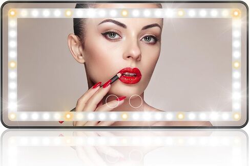 Car Vanity Mirror, Rechargeable Makeup Car Visor Mirror, 60 Leds & 3 Light Modes, Visor Vanity Mirror with Touch on Screen, Shading Cosmetic Mirror, Universal Vanity Mirror for Car Truck Suv(White) in Saudi Arabia