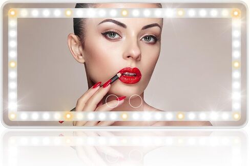 Car Vanity Mirror, Rechargeable Makeup Car Visor Mirror, 60 Leds & 3 Light Modes, Visor Vanity Mirror with Touch on Screen, Shading Cosmetic Mirror, Universal Vanity Mirror for Car Truck Suv(White) in Saudi Arabia