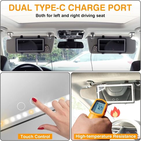 Car Vanity Mirror, Rechargeable Makeup Car Visor Mirror, 60 Leds & 3 Light Modes, Visor Vanity Mirror with Touch on Screen, Shading Cosmetic Mirror, Universal Vanity Mirror for Car Truck Suv(White) in Saudi Arabia