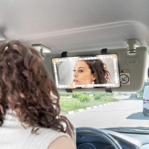 Car Vanity Mirror, Rechargeable Makeup Car Visor Mirror, 60 Leds & 3 Light Modes, Visor Vanity Mirror with Touch on Screen, Shading Cosmetic Mirror, Universal Vanity Mirror for Car Truck Suv(White) in Saudi Arabia