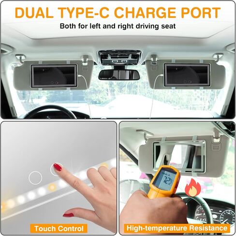 Car Vanity Mirror, Rechargeable Makeup Car Visor Mirror, 60 Leds & 3 Light Modes, Visor Vanity Mirror with Touch on Screen, Shading Cosmetic Mirror, Universal Vanity Mirror for Car Truck Suv(White) in Saudi Arabia