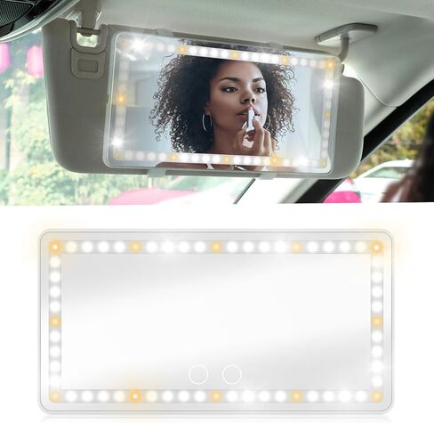 Car Vanity Mirror, Rechargeable Makeup Car Visor Mirror, 60 Leds & 3 Light Modes, Visor Vanity Mirror with Touch on Screen, Shading Cosmetic Mirror, Universal Vanity Mirror for Car Truck Suv(White) in Saudi Arabia