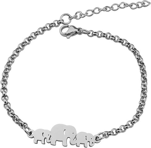 MYOSPARK Twin Mom Bracelet Lucky Mother and Twins Elephant Charm Adjustable Chain Bracelet Baby Announcement Pregnancy Gift For New Mom of Twins in Saudi Arabia