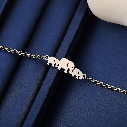 MYOSPARK Twin Mom Bracelet Lucky Mother and Twins Elephant Charm Adjustable Chain Bracelet Baby Announcement Pregnancy Gift For New Mom of Twins in Saudi Arabia