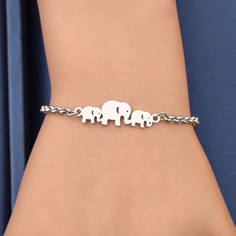 MYOSPARK Twin Mom Bracelet Lucky Mother and Twins Elephant Charm Adjustable Chain Bracelet Baby Announcement Pregnancy Gift For New Mom of Twins in Saudi Arabia