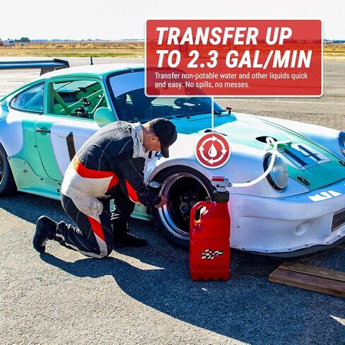 TERA PUMP TRJ5XLR 4x AA Battery Powered AUTO STOP Fuel Transfer Pump with 5 Gallon Automotive Can, 3.25FT Long Hose (2.3 GPM Transfer Rate) For Any Non-Fuel Relative Products in Saudi Arabia