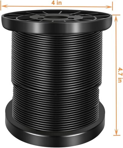 FOLUXING 200Ft Wire Rope, 304 Stainless Steel Black Vinyl Coated Wire Rope, Outdoor Light Guide Wire, 1/16 Inch Coated to 3/32 Inch for Hanging String Lights, Globe Lights and Lanterns in Saudi Arabia