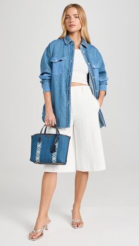 Tory Burch Women's Perry Denim Triple Compartment Small Tote in Saudi Arabia