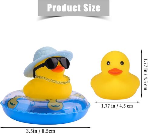 LUTER Car Duck Decoration Dashboard, Rubber Duck Car Decoration Little Yellow Duck Car Decoration for Car Dashboard Decoration Accessories with Gold Chain Straw Hat Sunglasses (Blue Swim Ring) in Saudi Arabia
