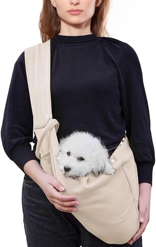 FEimaX Dog Sling Carrier, Pet Papoose Slings Bag for Small Dogs Cats, Puppy Hands Free Satchel Tote Pouch Carriers Doggie Crossbody Shoulder Carry Bags for Outdoor Travel (Beige) in Saudi Arabia