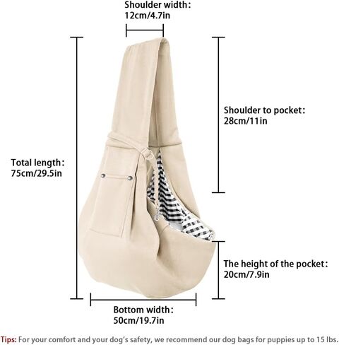FEimaX Dog Sling Carrier, Pet Papoose Slings Bag for Small Dogs Cats, Puppy Hands Free Satchel Tote Pouch Carriers Doggie Crossbody Shoulder Carry Bags for Outdoor Travel (Beige) in Saudi Arabia