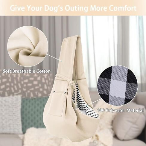 FEimaX Dog Sling Carrier, Pet Papoose Slings Bag for Small Dogs Cats, Puppy Hands Free Satchel Tote Pouch Carriers Doggie Crossbody Shoulder Carry Bags for Outdoor Travel (Beige) in Saudi Arabia