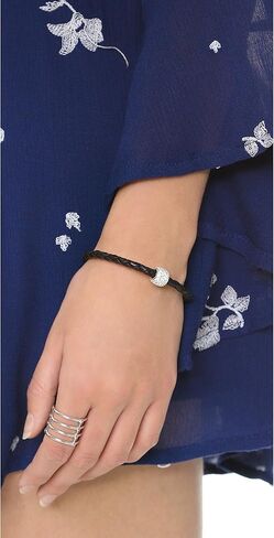 Liza Schwartz Jewelry Crystal Bedazzle Rich Braided Premium Leather Bracelet for Women in Silver, White, Camel and More Colors - Best for Birthday Gift in Kuwait