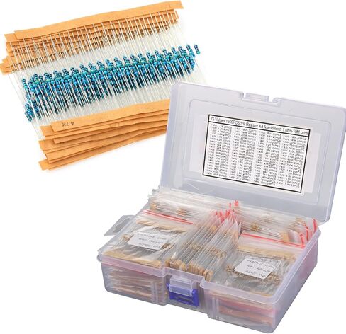 75 Values 1500 PCS (Each Values 20pcs) Resistor Assortment Kit 1 Ohm-10M Ohm Commonly Used 5% 100r Four Color Ring 1/4W Metal Carbon Film Resistors Set in Saudi Arabia