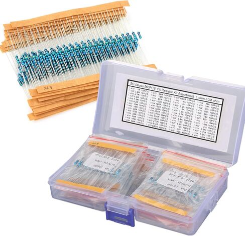 75 Values 1500 PCS (Each Values 20pcs) Resistor Assortment Kit 1 Ohm-10M Ohm Commonly Used 5% 100r Four Color Ring 1/4W Metal Carbon Film Resistors Set in Saudi Arabia