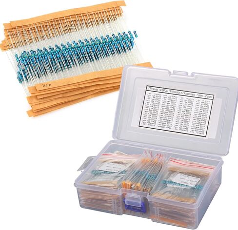 75 Values 1500 PCS (Each Values 20pcs) Resistor Assortment Kit 1 Ohm-10M Ohm Commonly Used 5% 100r Four Color Ring 1/4W Metal Carbon Film Resistors Set in Saudi Arabia